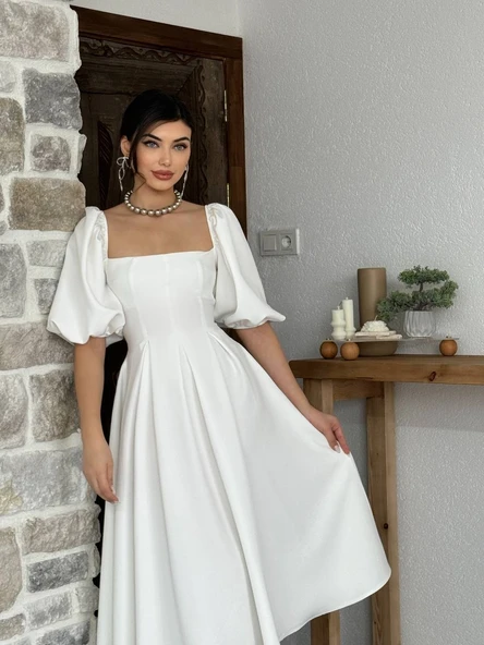 Benjamin Çan Etekli Midi Boy Elbise - Resim 9