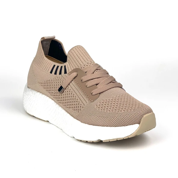 Kadın  Bej Triko Günlük Rahat Ortopedik Terletmeyen Spor Sneaker Ayakkabı ürün görseli
