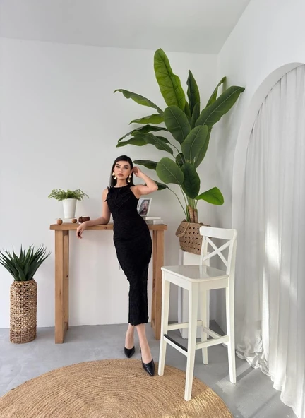 Lers Çiçek Detaylı Elbise - Resim 13