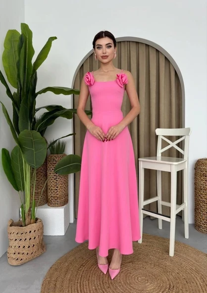 Matilda Gül İp Askılı Elbise - Resim 8