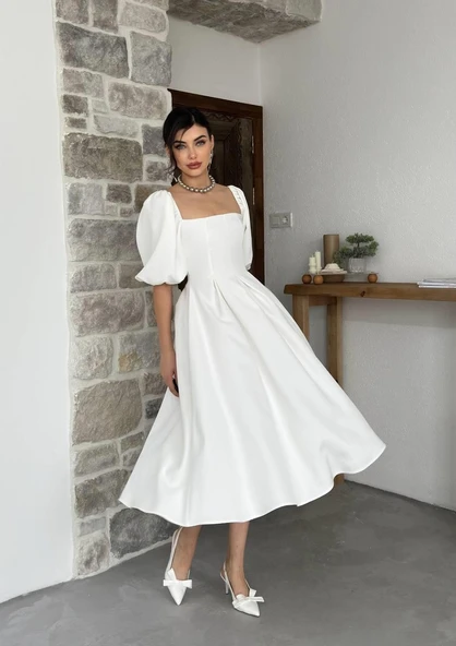 Benjamin Çan Etekli Midi Boy Elbise - Resim 4