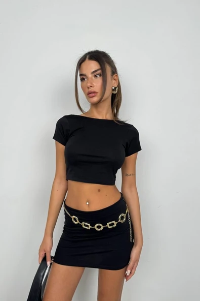 Yarım Kol Basic T-Shirt - Resim 6