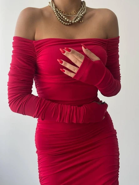 Vasco Madonna Drapeli Elbise - Resim 9