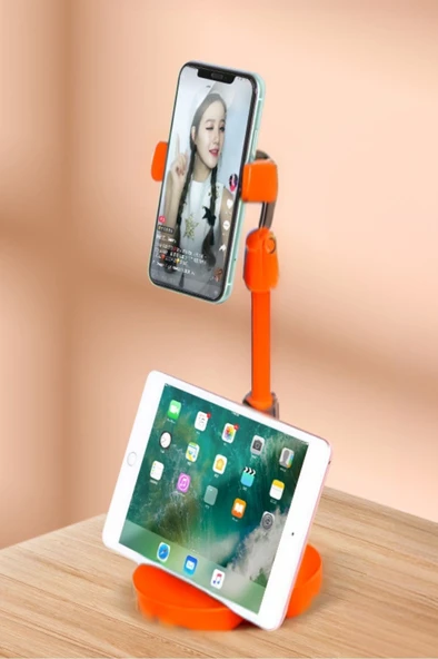 BUFFER® Masa Üstü Tablet ve Telefon Tutucu Plastik Aparat Turuncu Telefon Standı - Resim 8