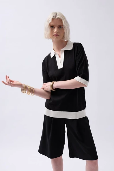 V Yaka Dokulu T-Shirt - Resim 6