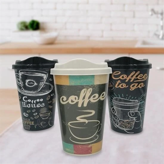 BUFFER® 3 Adet Kahve Bardağı Seti Dekoratif Plastik Kahve Muhafaza Bardağı - 4