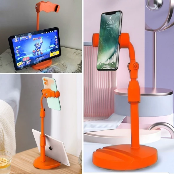BUFFER® Masa Üstü Tablet ve Telefon Tutucu Plastik Aparat Turuncu Telefon Standı - Resim 4