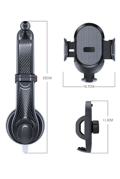 BUFFER® Güçlü Vantuzlu Araç İçi Konsol Üstü Telefon Tutucu Aparat - 8