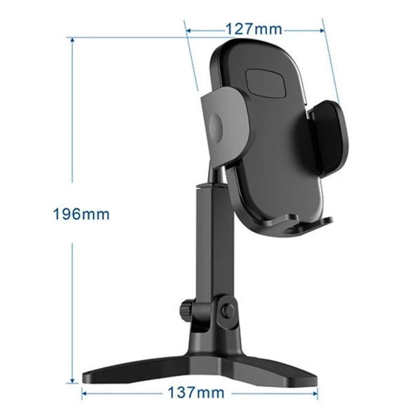 BUFFER® Masaüstü Telefon Standı 360 Derece Dönebilen Başlıklı Ayaklı Telefon Tripodu - Resim 5