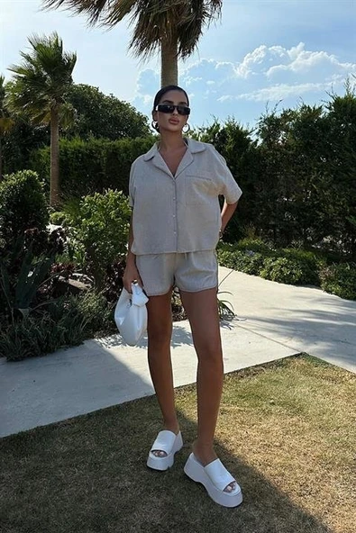 Carnation Keten Şort Takım 9470-12 - Resim 4