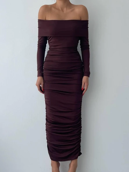 Dakota Drapeli Elbise - Resim 6