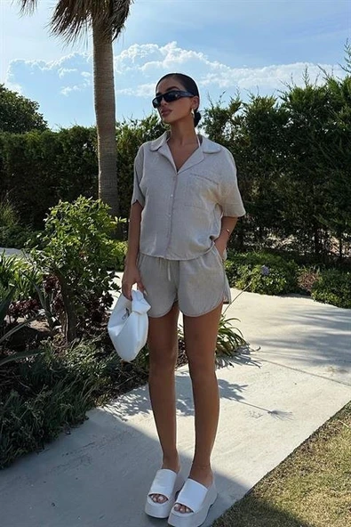 Carnation Keten Şort Takım 9470-12 - Resim 3