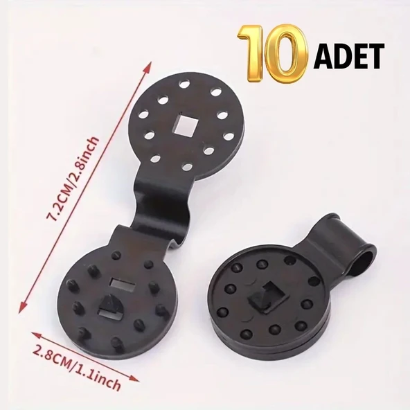 BUFFER® 10 Adet Güneşlik Filesi Sabitleme Klipsleri, Gölgelik Bezi ve Brandalar İçin Dayanıklı Plastik Kelepçe Kancaları - 10