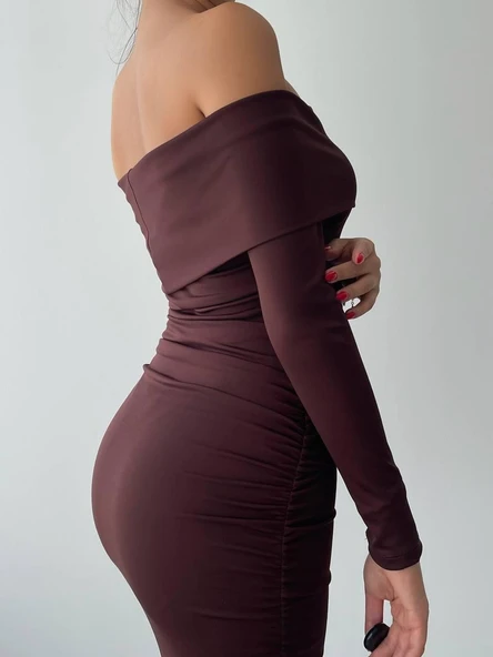 Dakota Drapeli Elbise - Resim 8