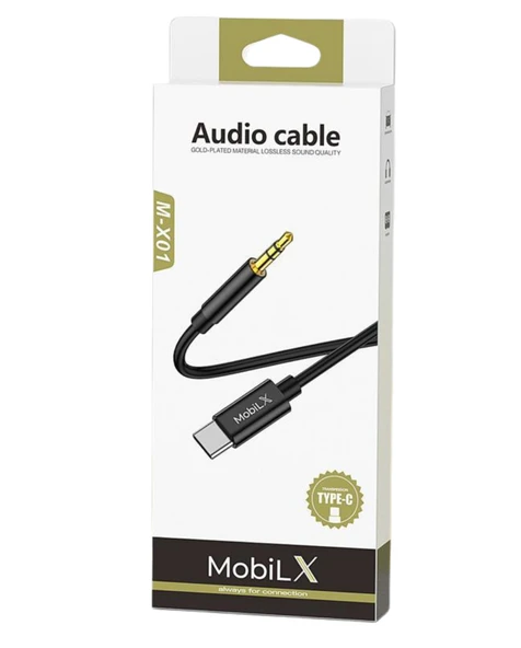 MobiLX Type-C to 3.5mm AUX Ses Kablosu – 1m, Stereo Destekli, Dayanıklı Örgülü Kablo - 2
