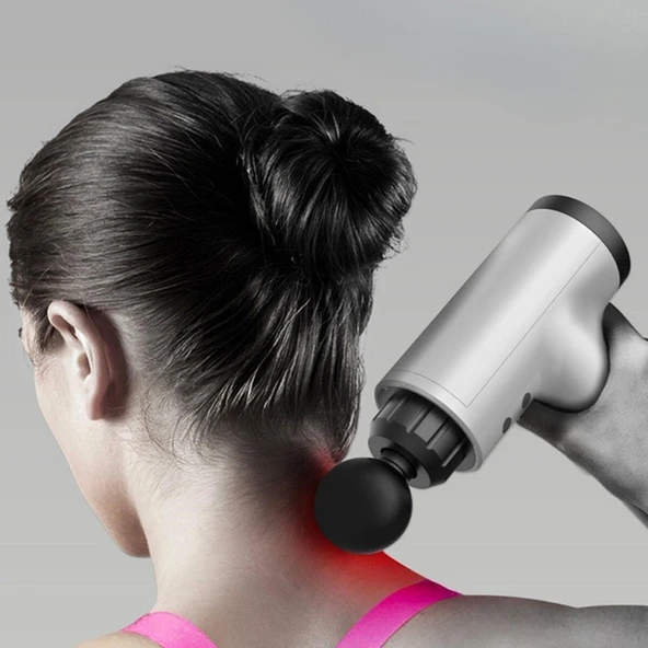 BUFFER®  6 Farklı Seviyeli Titreşimli 4 Farklı Başlıklı Büyük Boy Masaj Tabancası - Resim 7