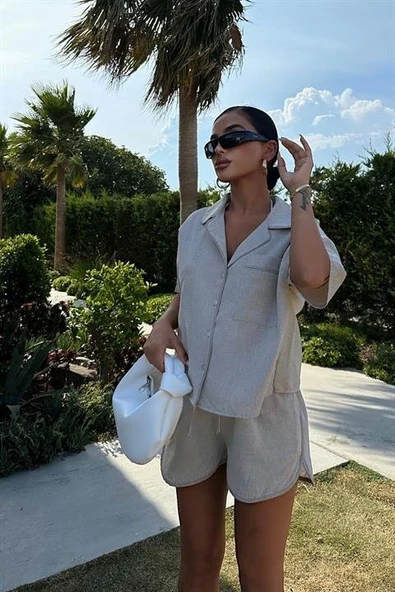 Carnation Keten Şort Takım 9470-12 - Resim 7