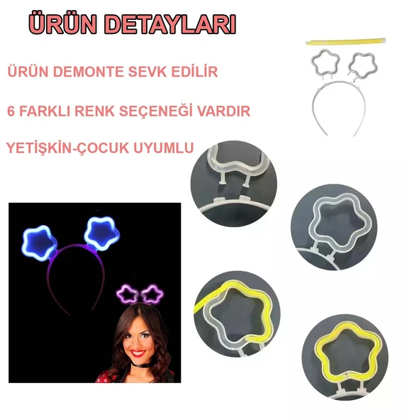 Glow Stick Karanlıkta Yanan Fosforlu Yıldız Taç 12 Adet - Resim 7