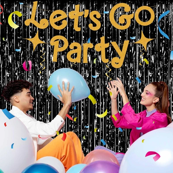 Siyah Ekstra Metalize Parlak Saçaklı Arka Fon Perde - Resim 2