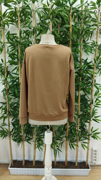 Kadın Uzun Kollu Bisiklet Yaka Geyik Desenli Viskon Iki Iplik Bluz - Resim 11