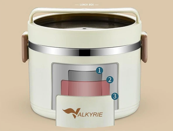 Valkyrie 3 Gözlü Paslanmaz Çelik Isı Yalıtımlı Yemek Kabı Seti Çantalı Geniş Kaplar - 7