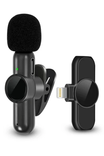 BUFFER® Type C Uyumlu İphone Dönüştürücülü Kablosuz Yaka Mikrofonu Android ve İphone Uyumlu Mini Mikrofon - 16