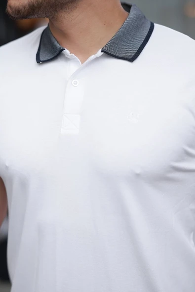 Erkek Yakalı Kagi Kumaş Kısa Kollu T-shirt - 3