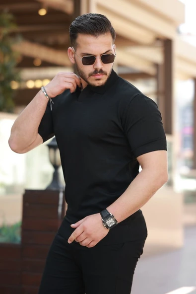 Erkek Hemşire Yaka Kısa Kollu Tişört - Resim 2