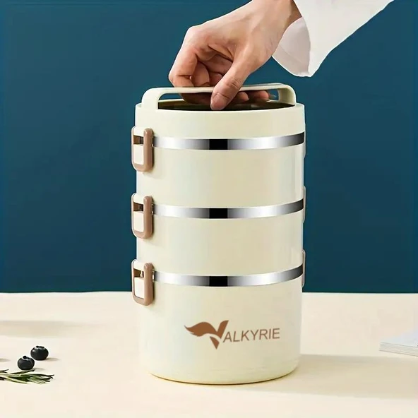 Valkyrie 3 Gözlü Paslanmaz Çelik Isı Yalıtımlı Yemek Kabı Seti Çantalı Geniş Kaplar - 8