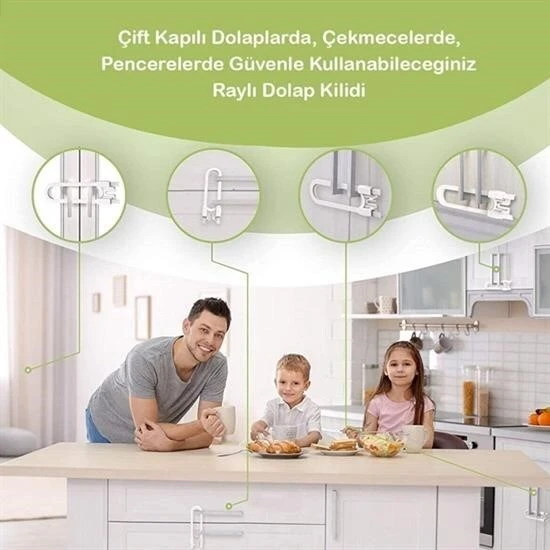 BUFFER® Bebek Çocuk Çekmece ve Dolap Koruma Raylı Güvenlik Sistemi Emniyet Kilidi - 4