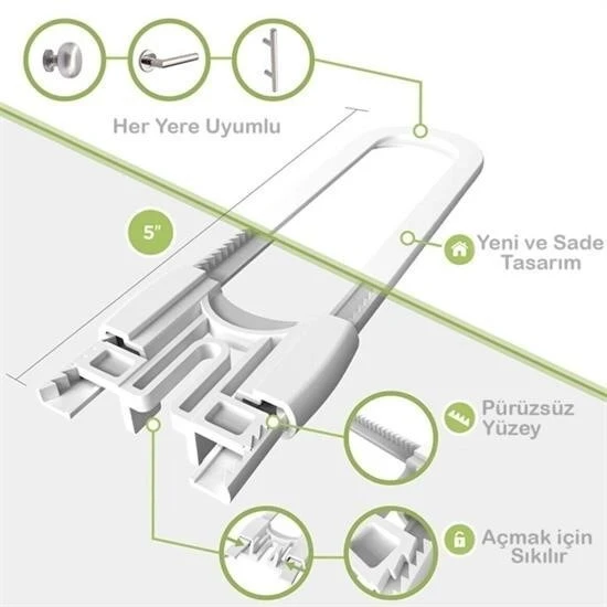 BUFFER® Bebek Çocuk Çekmece ve Dolap Koruma Raylı Güvenlik Sistemi Emniyet Kilidi - 13