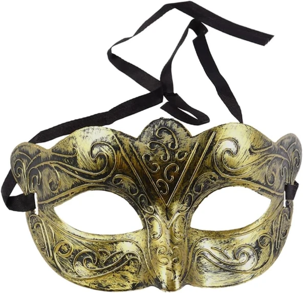 Altın Renk Eskitme Balo Maskesi – Venedik Tarzı Parti Maskesi - Resim 4