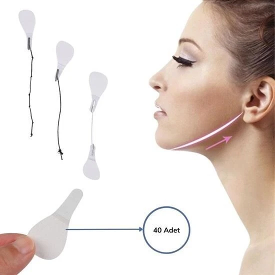 BUFFER® 40 Adet Lastikli Yüz Kaş Göz Boyun Gerdirme Kaldırma Bantları - Resim 16