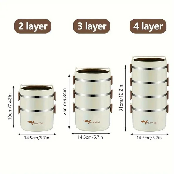 Valkyrie 3 Gözlü Paslanmaz Çelik Isı Yalıtımlı Yemek Kabı Seti Çantalı Geniş Kaplar - 6