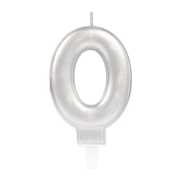 0 Rakamı Mum Gümüş Renk ürün görseli
