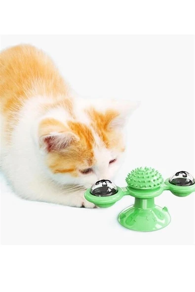 BUFFER® Pet Malzemeleri Vantuzlu Fırıldak Toplu Dönen Şeffaf Depo Tasarım İnteraktif Kedi Oyuncağı - 8