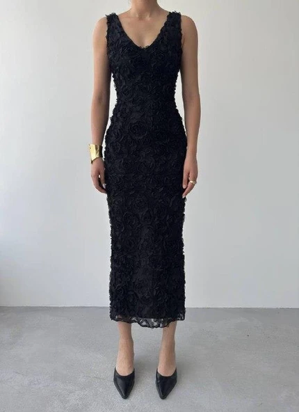 Kren Gül Detaylı Elbise - Resim 2