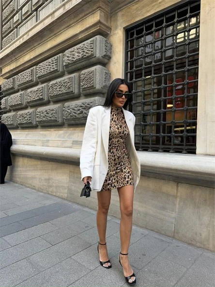 LEOPAR KISA ELBİSE SANDY - Leopar - Resim 3