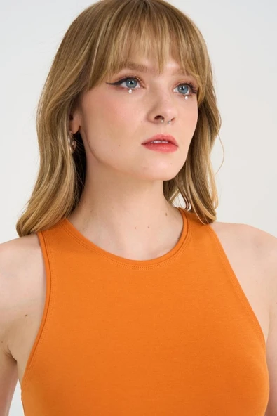Örme Bisiklet Yaka Atlet - Oranj - 4