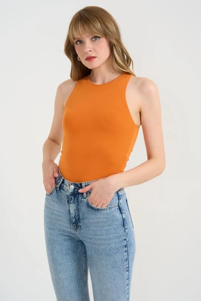 Örme Bisiklet Yaka Atlet - Oranj - 1