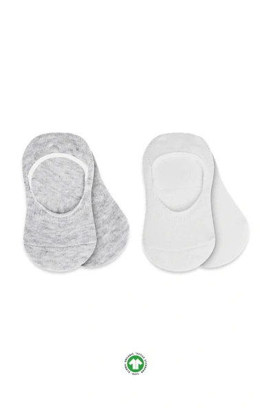 Nessiworld Bistyle 2'Li Penye Babet Silikonlu Basic Çorap 30104 Gri Beyaz ürün görseli 1