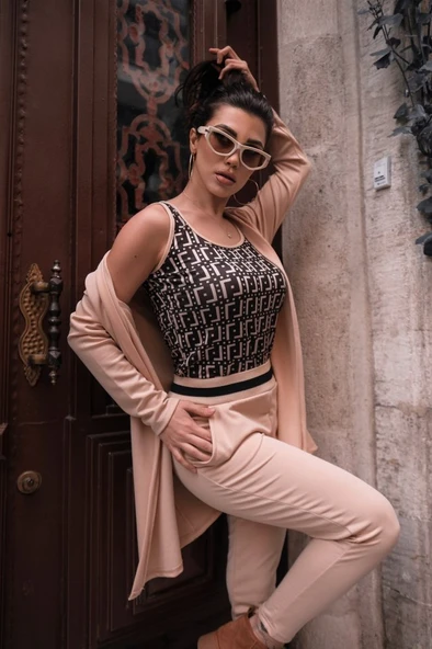 Kadın Uzun Kollu Krep üçlü Takım - Resim 6