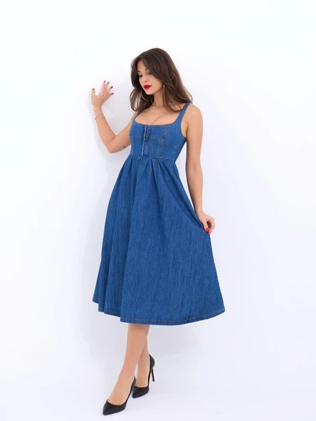 7143 KOT ELBİSE-MAVİ - 3