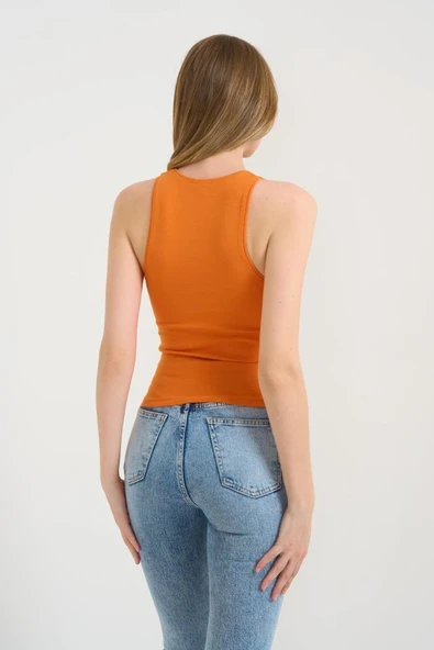 Örme Bisiklet Yaka Atlet - Oranj - 5