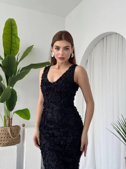 Kren Gül Detaylı Elbise - Resim 3