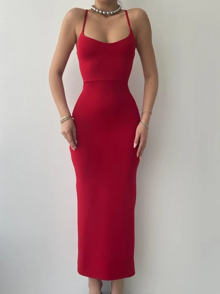 Blear Sırt Bağlamalı Elbise - Resim 2