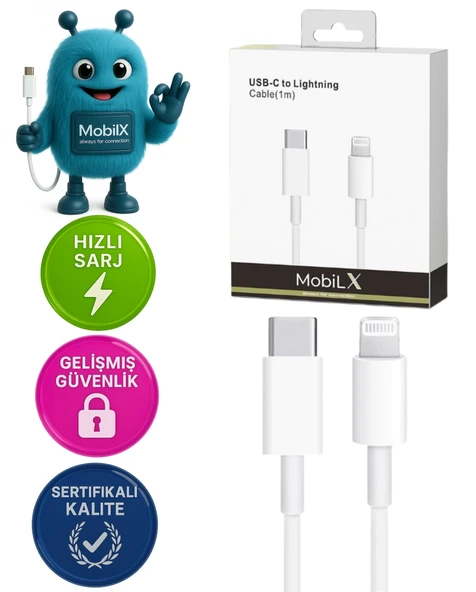 MobiLX PD 20W Type-C to Lightning iPhone Hızlı Şarj ve Data Kablosu (1m) - 1