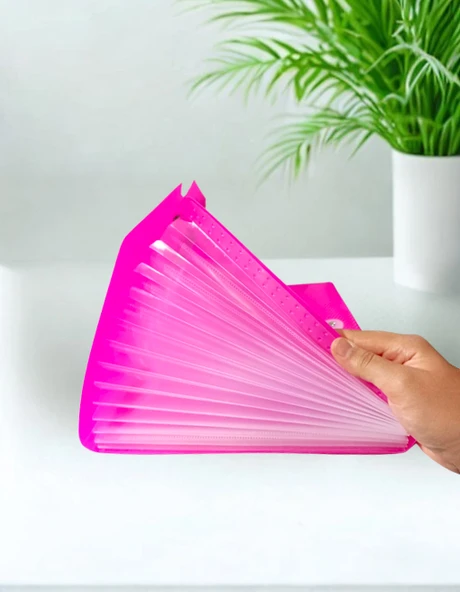 Körüklü Dosya 13 Bölümlü Cepli - Pembe - 3