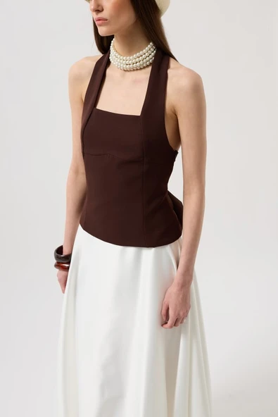 Kalın Askılı Crop Bluz - Resim 4