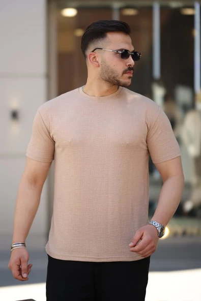 Erkek Ağaç Kabuğu Desenli Kısa Kollu T-shirt ürün görseli